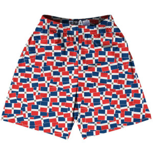 Tribe Dominican Republic Party Flags Lacrosse Shorts Made in USA - Blue Red Tribe Dominican Republic Party Flags Lacrosse Shorts Made in USA - Blue Red