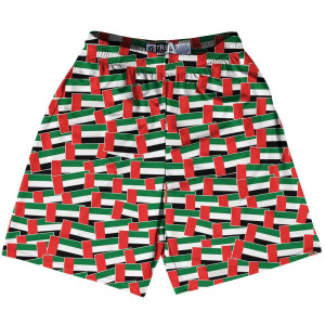 Tribe United Arab Emirates Party Flags Lacrosse Shorts Made in USA - White Red Tribe United Arab Emirates Party Flags Lacrosse Shorts Made in USA - White Red