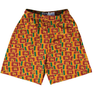 Tribe Sri Lanka Party Flags Lacrosse Shorts Made in USA - Red Yellow Tribe Sri Lanka Party Flags Lacrosse Shorts Made in USA - Red Yellow