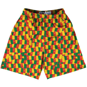 Tribe Cameroon Party Flags Lacrosse Shorts Made in USA - Yellow Green Tribe Cameroon Party Flags Lacrosse Shorts Made in USA - Yellow Green