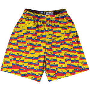 Tribe Ecuador Party Flags Lacrosse Shorts Made in USA - Yellow Red Tribe Ecuador Party Flags Lacrosse Shorts Made in USA - Yellow Red