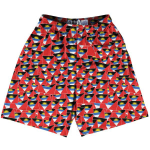 Tribe Antigua and Barbuda Party Flags Lacrosse Shorts Made in USA - Red