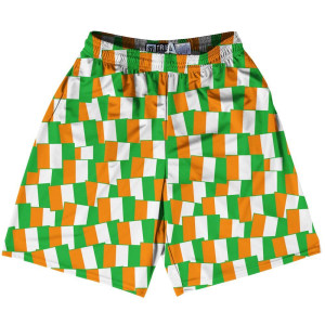Tribe Ivory Coast Party Flags Lacrosse Shorts Made in USA - Green Orange