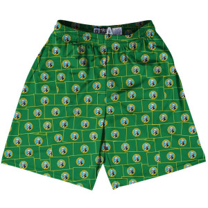 Tribe Washington State Party Flags Lacrosse Shorts Made in USA - Green