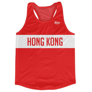 Hong Kong Country Finish Line Running Tank Top Racerback Track and Cross Country Singlet Jersey Made in USA - Red White Hong Kong Country Finish Line Running Tank Top Racerback Track and Cross Country Singlet Jersey Made in USA - Red White