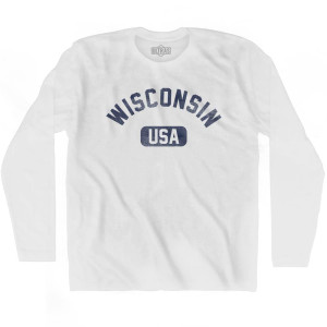Wisconsin USA Adult Cotton Long Sleeve T-shirt - White