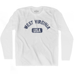 West Virginia USA Adult Cotton Long Sleeve T-shirt - White