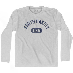 South Dakota USA Adult Cotton Long Sleeve T-Shirt - Grey Heather