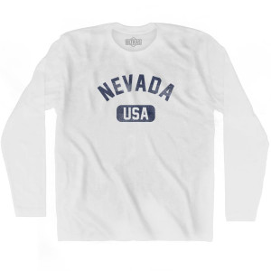 Nevada USA Adult Cotton Long Sleeve T-shirt - White