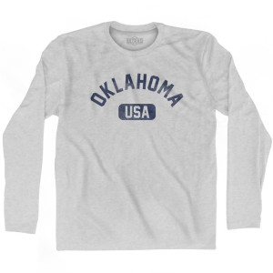 Oklahoma USA Adult Cotton Long Sleeve T-Shirt - Grey Heather
