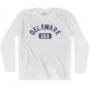 Delaware USA Adult Cotton Long Sleeve T-shirt - White