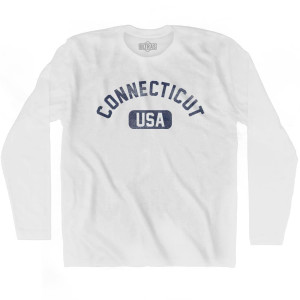 Connecticut USA Adult Cotton Long Sleeve T-shirt - White