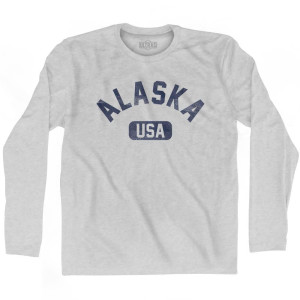 Alaska USA Adult Cotton Long Sleeve T-Shirt - Grey Heather