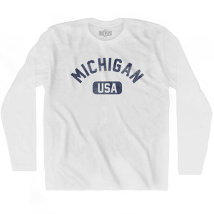 Michigan USA Adult Cotton Long Sleeve T-shirt - White