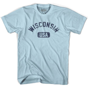Wisconsin USA Adult Cotton T-Shirt - Light Blue