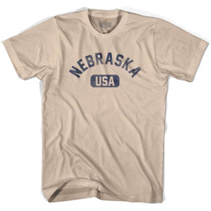 Nebraska USA Adult Cotton T-Shirt - Creme