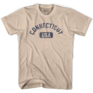 Connecticut USA Adult Cotton T-Shirt - Creme