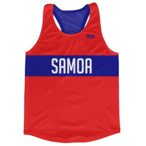 Samoa Country Finish Line Running Tank Top Racerback Track and Cross Country Singlet Jersey Made in USA - Red Blue Samoa Country Finish Line Running Tank Top Racerback Track and Cross Country Singlet Jersey Made in USA - Red Blue