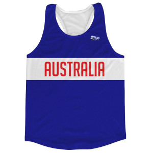 Australia Country Finish Line Running Tank Top Racerback Track and Cross Country Singlet Jersey Made in USA - Blue White Australia Country Finish Line Running Tank Top Racerback Track and Cross Country Singlet Jersey Made in USA - Blue White