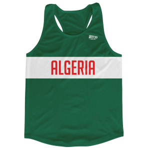 Algeria Country Finish Line Running Tank Top Racerback Track and Cross Country Singlet Jersey Made in USA - Green White Algeria Country Finish Line Running Tank Top Racerback Track and Cross Country Singlet Jersey Made in USA - Green White