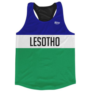 Lesotho Country Finish Line Running Tank Top Racerback Track and Cross Country Singlet Jersey Made in USA - Blue White Green Lesotho Country Finish Line Running Tank Top Racerback Track and Cross Country Singlet Jersey Made in USA - Blue White Green