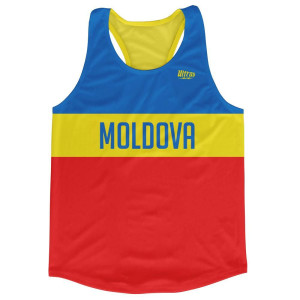 Moldova Country Finish Line Running Tank Top Racerback Track and Cross Country Singlet Jersey Made in USA - Blue Yellow Red Moldova Country Finish Line Running Tank Top Racerback Track and Cross Country Singlet Jersey Made in USA - Blue Yellow Red