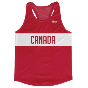 Canada Country Finish Line Running Tank Top Racerback Track and Cross Country Singlet Jersey Made in USA - Red White Canada Country Finish Line Running Tank Top Racerback Track and Cross Country Singlet Jersey Made in USA - Red White