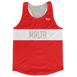 Malta Country Finish Line Running Tank Top Racerback Track and Cross Country Singlet Jersey Made In USA - White Red Malta Country Finish Line Running Tank Top Racerback Track and Cross Country Singlet Jersey Made In USA - White Red