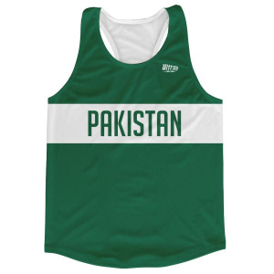 Pakistan Country Finish Line Running Tank Top Racerback Track and Cross Country Singlet Jersey Made In USA - White Green Pakistan Country Finish Line Running Tank Top Racerback Track and Cross Country Singlet Jersey Made In USA - White Green