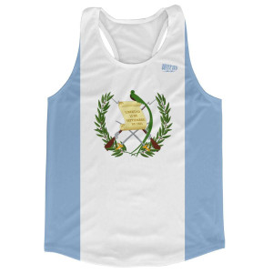 Guatemala Country Flag Running Tank Top Racerback Track and Cross Country Singlet Jersey Made In USA - White Blue Guatemala Country Flag Running Tank Top Racerback Track and Cross Country Singlet Jersey Made In USA - White Blue