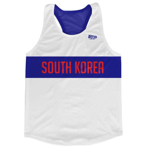 South Korea Country Finish Line Running Tank Top Racerback Track and Cross Country Singlet Jersey Made in USA - Blue White South Korea Country Finish Line Running Tank Top Racerback Track and Cross Country Singlet Jersey Made in USA - Blue White
