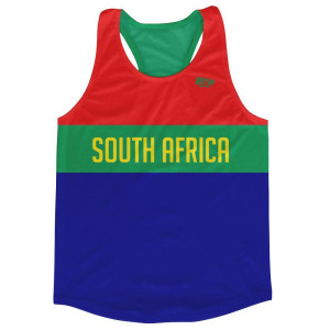 South Africa Country Finish Line Running Tank Top Racerback Track and Cross Country Singlet Jersey Made in USA - Blue Red Green South Africa Country Finish Line Running Tank Top Racerback Track and Cross Country Singlet Jersey Made in USA - Blue Red Green