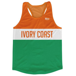 Ivory Coast Country Finish Line Running Tank Top Racerback Track and Cross Country Singlet Jersey Made in USA - Green White Orange Ivory Coast Country Finish Line Running Tank Top Racerback Track and Cross Country Singlet Jersey Made in USA - Green White Orange