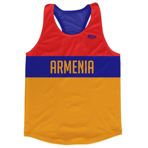 Armenia Country Finish Line Running Tank Top Racerback Track and Cross Country Singlet Jersey Made in USA - Red Blue Yellow Armenia Country Finish Line Running Tank Top Racerback Track and Cross Country Singlet Jersey Made in USA - Red Blue Yellow