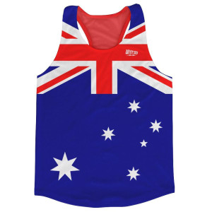 Australia Country Flag Running Tank Top Racerback Track and Cross Country Singlet Jersey Made in USA - Blue White Australia Country Flag Running Tank Top Racerback Track and Cross Country Singlet Jersey Made in USA - Blue White