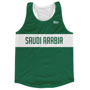 Saudi Arabia Country Finish Line Running Tank Top Racerback Track and Cross Country Singlet Jersey Made In USA - White Green Saudi Arabia Country Finish Line Running Tank Top Racerback Track and Cross Country Singlet Jersey Made In USA - White Green