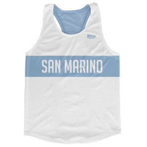 San Marino Country Finish Line Running Tank Top Racerback Track and Cross Country Singlet Jersey Made In USA - White Blue San Marino Country Finish Line Running Tank Top Racerback Track and Cross Country Singlet Jersey Made In USA - White Blue