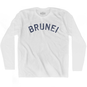 Brunei Vintage City Adult Cotton Long Sleeve T-shirt - White