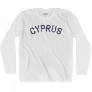 Cyprus Vintage City Adult Cotton Long Sleeve T-shirt - White Cyprus Vintage City Adult Cotton Long Sleeve T-shirt - White