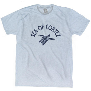 Sea of Cortez Beach Sea Turtle Adult Tri-Blend T-Shirt - Athletic White