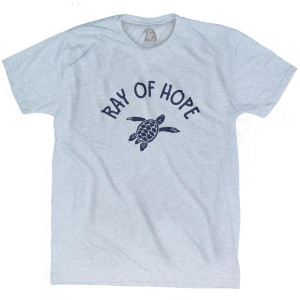Ray of Hope Beach Sea Turtle Adult Tri-Blend T-Shirt - Athletic White