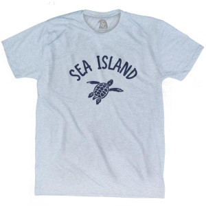 Sea Island Beach Sea Turtle Adult Tri-Blend T-Shirt - Athletic White Sea Island Beach Sea Turtle Adult Tri-Blend T-Shirt - Athletic White