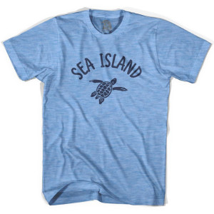 Sea Island Beach Sea Turtle Adult Tri-Blend T-Shirt - Athletic Blue Sea Island Beach Sea Turtle Adult Tri-Blend T-Shirt - Athletic Blue