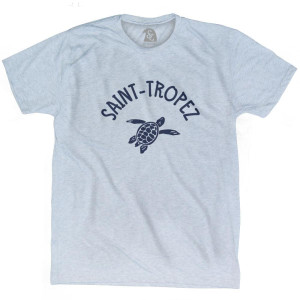Saint-Tropez Beach Sea Turtle Adult Tri-Blend T-Shirt - Athletic White Saint-Tropez Beach Sea Turtle Adult Tri-Blend T-Shirt - Athletic White