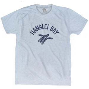 Hanalei Bay Beach Sea Turtle Adult Tri-Blend T-Shirt - Athletic White