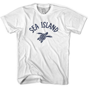 Sea Island Beach Sea Turtle Womens Cotton T-shirt - White Sea Island Beach Sea Turtle Womens Cotton T-shirt - White