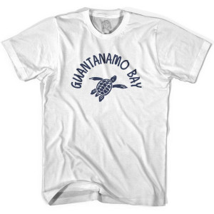 Guantanamo Bay Beach Sea Turtle Womens Cotton T-shirt - White