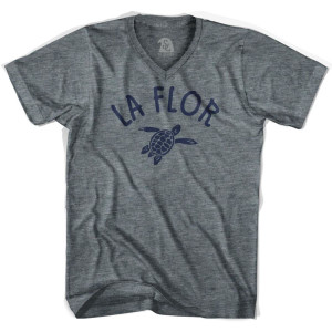 La Flor Beach Sea Turtle Adult Tri-Blend V-neck Womens T-shirt - Athletic Grey La Flor Beach Sea Turtle Adult Tri-Blend V-neck Womens T-shirt - Athletic Grey