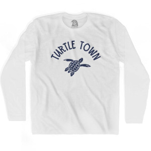 Turtle Town Beach Sea Turtle Adult Cotton Long Sleeve T-shirt - White Turtle Town Beach Sea Turtle Adult Cotton Long Sleeve T-shirt - White