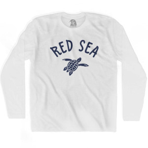 Red Sea Beach Sea Turtle Adult Cotton Long Sleeve T-shirt - White Red Sea Beach Sea Turtle Adult Cotton Long Sleeve T-shirt - White